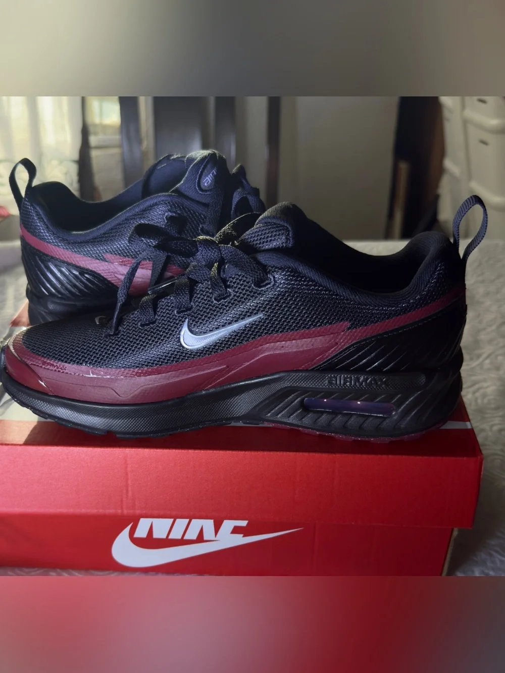 Nike Air Max Excee Kids Black Burgundy Sneakers Size 6Y